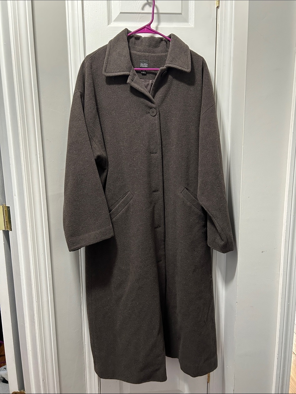 Eileen Fisher Chocolate Brown Long Wool Coat